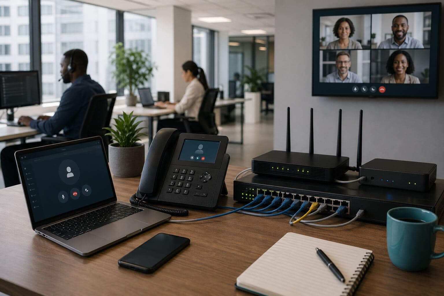 Business VoIP network path and communications setup